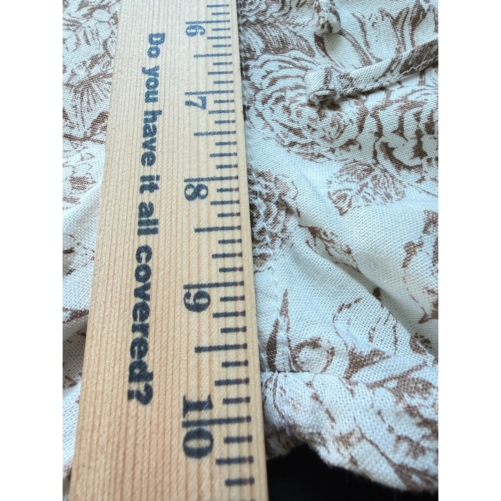 Women’s Wide-Leg Drawstring Floral Lounge Pants - White & Light Brown - Picture 12 of 14
